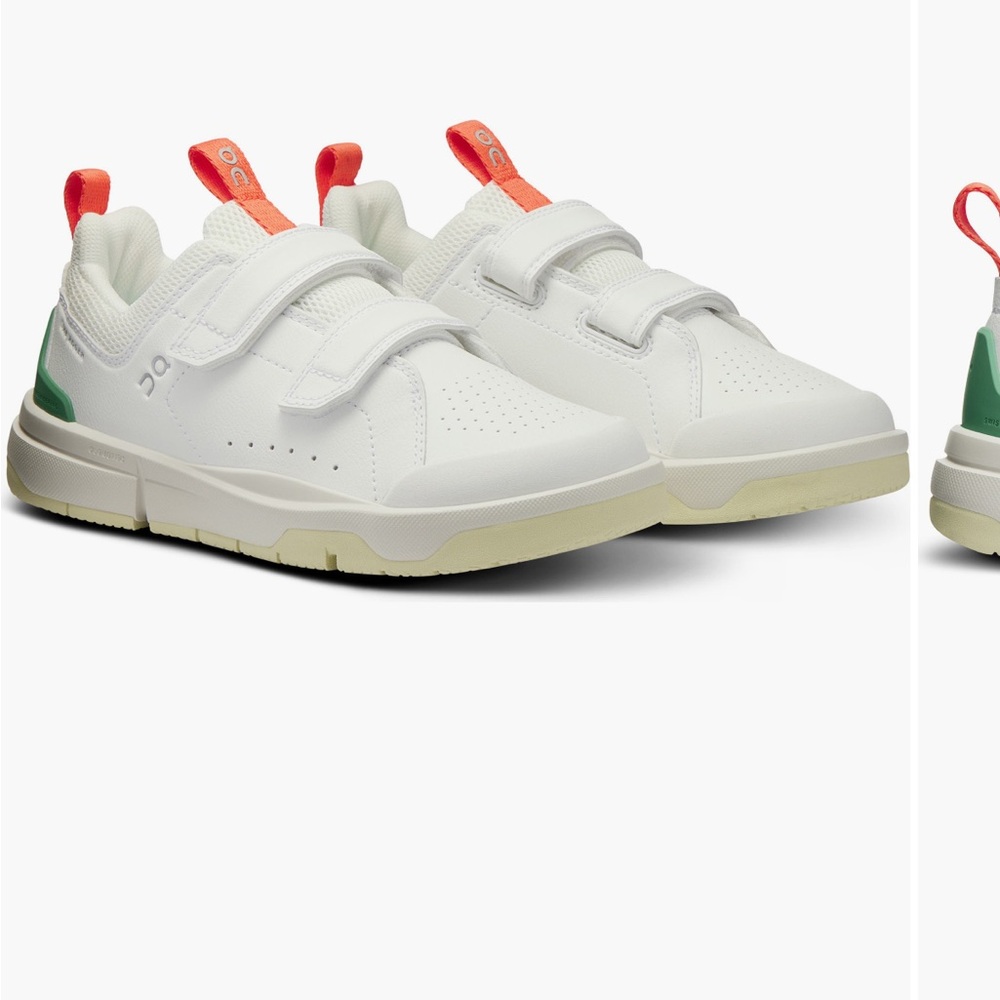 On Running Kids' White and Green Sneakers